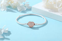 Original 925 Sterling Silver Bracelets Bangles Crystal Ball Love Heart Clasp Beads Charms Moments Bracelet For Women DIY Jewelry