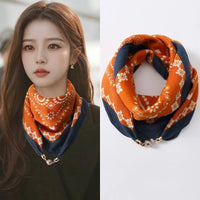 2025 new magnetic buckle silk scarf for women's small square scarf for autumn and winter warmth and cold resistance, fashionabl