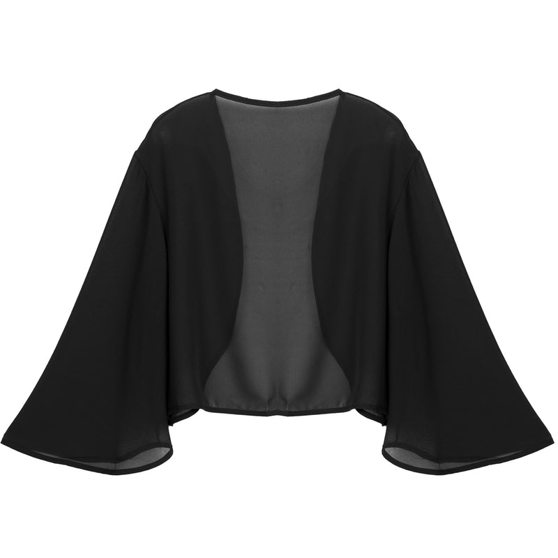 Women Chiffon Cardigan Bolero Shawls 3/4 Sleeve Solid Soft Cape Coat Wedding Bridal Party Dress Wraps Beach Vacation Cover Ups