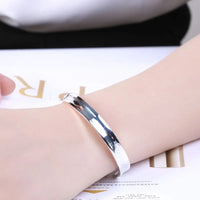 Trendy 925 Sterling Silver Bangles Bracelet Charms Cute Open for Women Fashion Jewelry Adjustment Size Cuff Wedding Party