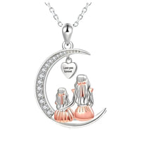 Mom Daughter Moon Pendant Necklace Love You Forever Heart Necklaces Mothers Day Jewelry Gifts