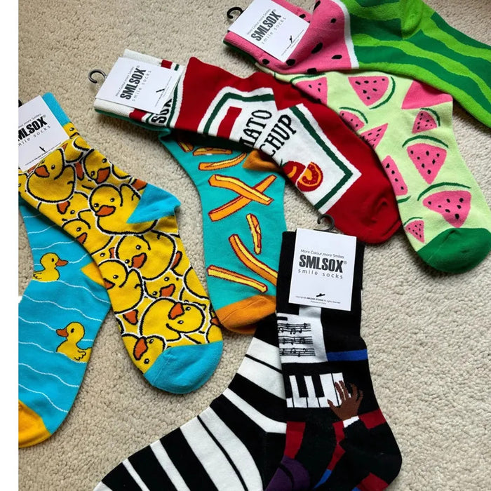 1 Pair Man Women Sock Original AB Tide Socks Colorful Socks Flowers Fruits Candy Cotton Socks Daily Friend Get-together Gifts