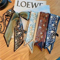 New silk scarf women's autumn versatile long hairband ribbon tie bag with small fragrance fashion scarf flower streamer