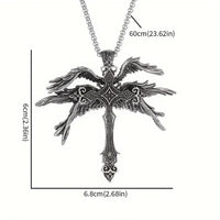 Classic Retro Angel Wings Cross Pendant Necklace Men Women Fashion Punk Adventure Travel Lucky Amulet Accessories Gift