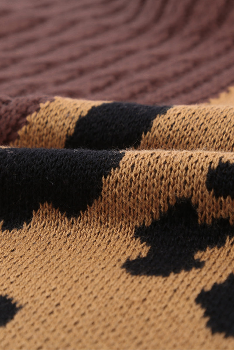 Brown Asymmetrical Buckle Sweater