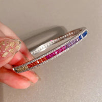 WPB Advanced Colorful Zircon Bangle Women Diamond Rainbow bangles Female Platinum Plated Luxury Jewelry Bright Design Girl Gift