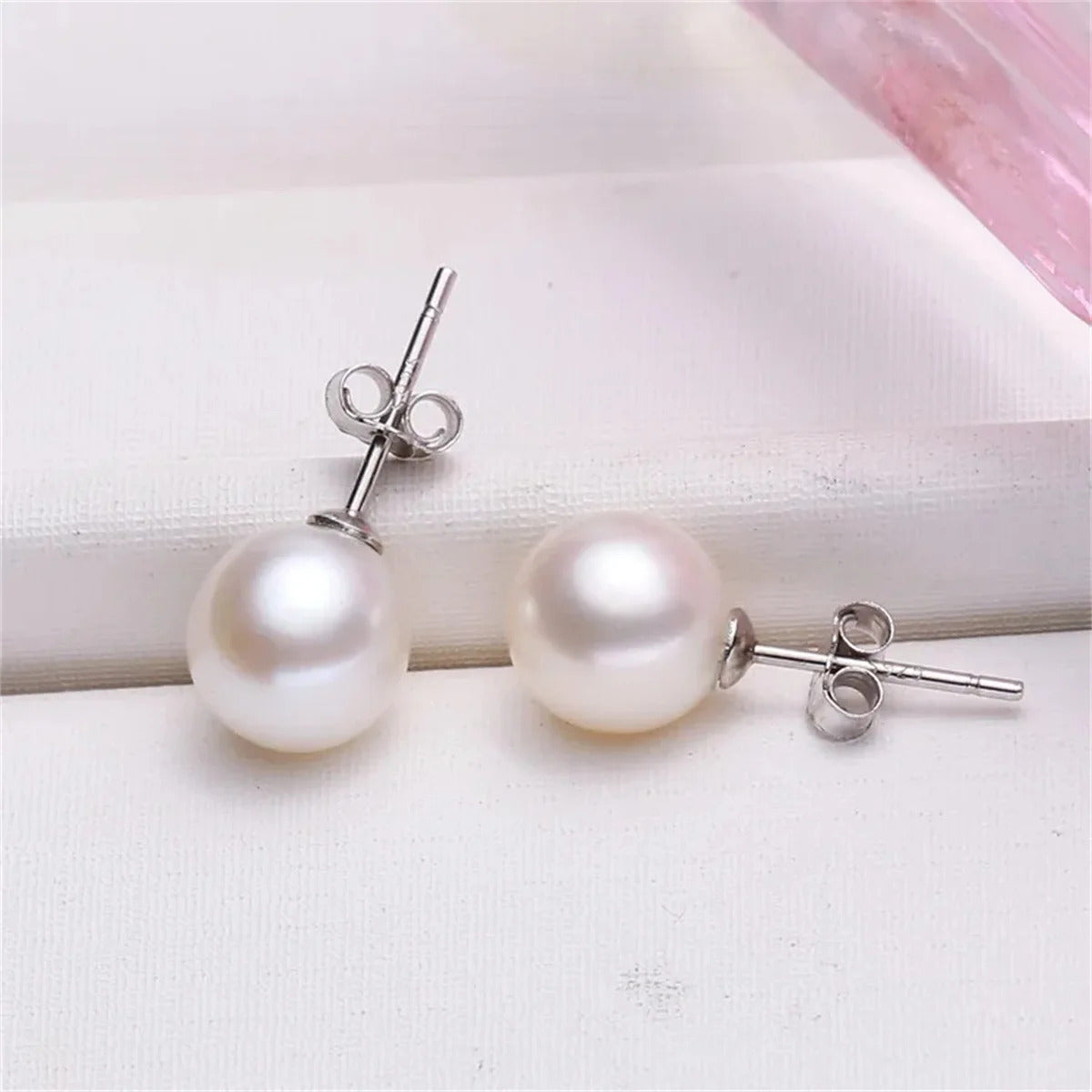 925 Sterling Silver 6mm/8mm/10mm Freshwater Cultured Pearl Button Ball Stud Earrings For Women As Best Gifts Jewerly