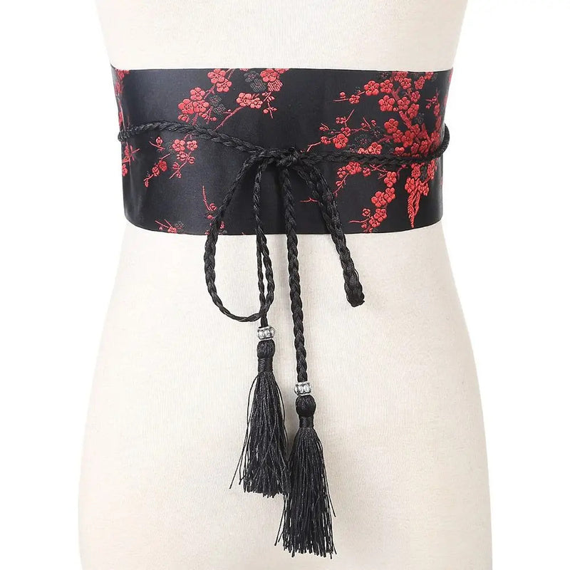 Fashion Floral Printed Luxury Bowknot Kimono Belt Wide Waist Band Corset Cummerbands Corset Waistband