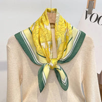 Luxury Fashion Print 70*70cm Silk Square Scarf Women Soft Satin Hairband Neckerchief Tie Female Headband Foulard Bag Ribbon