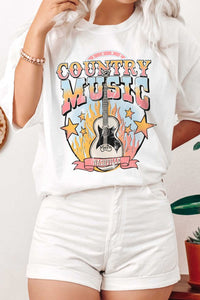 White COUNTRY MUSIC NASHVILLE Graphic Tee