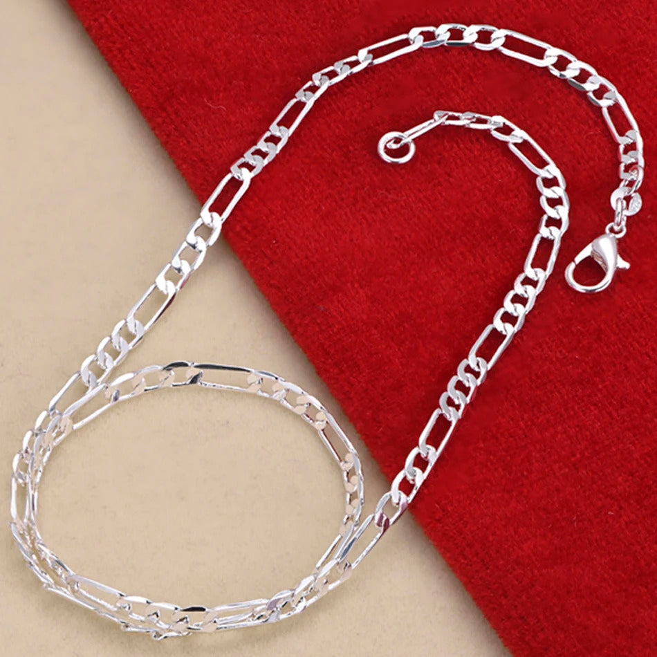 Noble new arrive 925 sterling silver 4MM chain for men Women Bracelet Necklace jewelry set lady Christma gifts charms wedding