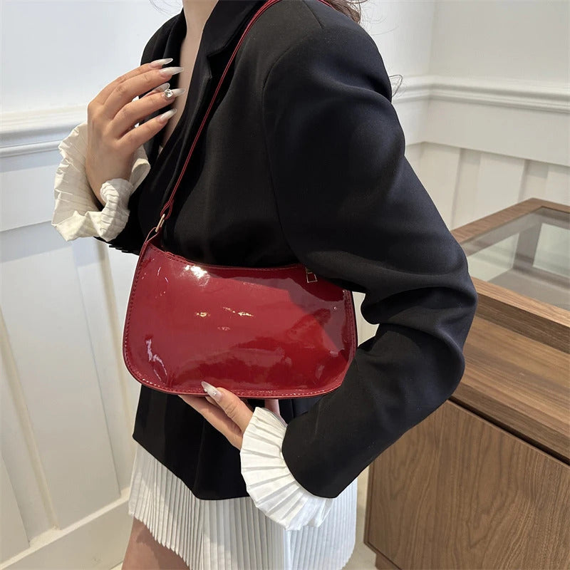 Retro Solid Color PU Leather Shoulder Bag Fashion Women's Handbags Casual Designer Hobos Underarm Bag