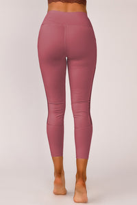 Pink Mesh Side Splicing High Waist Yoga Sports Leggings with Phone Pocket