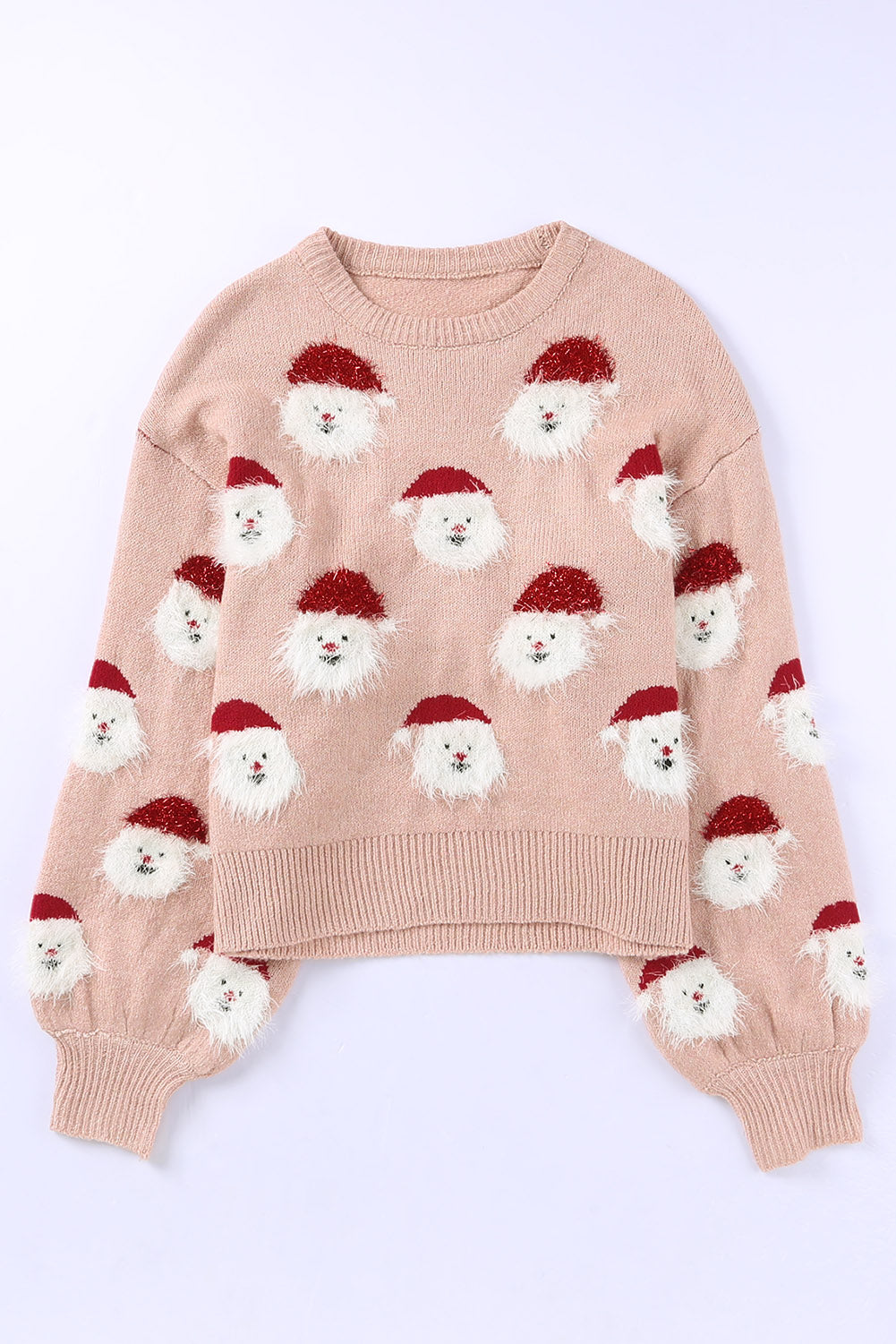 Pink Christmas Santa Claus Pullover Sweater