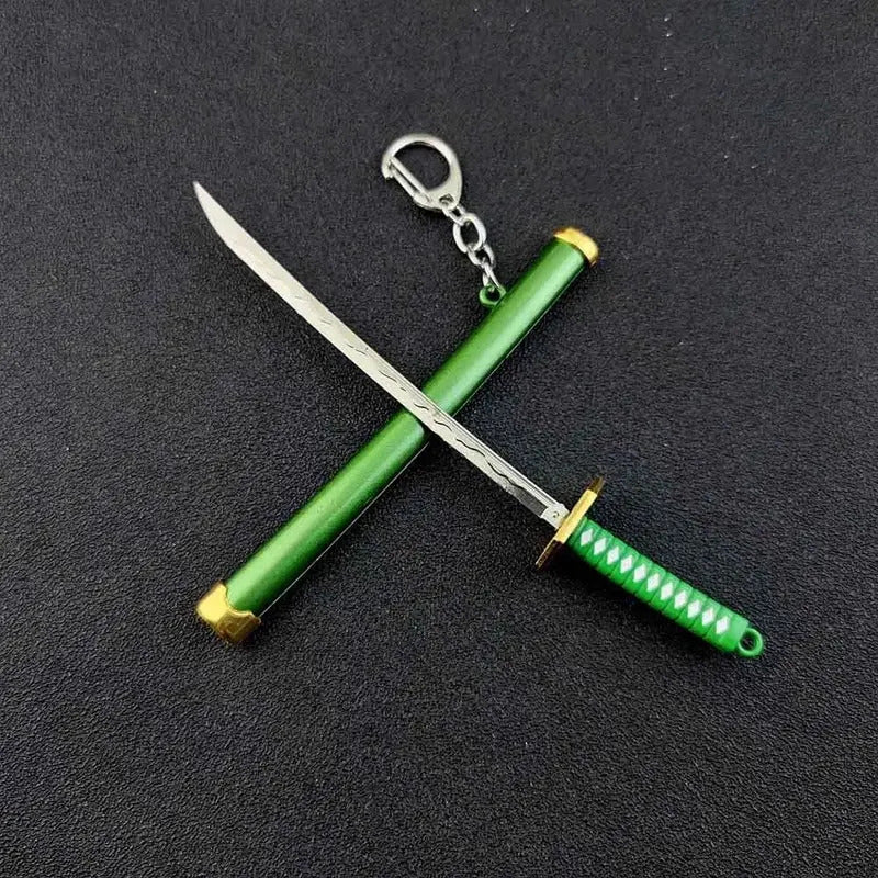 Mini Roronoa Zoro Samurai Sword Keychain Anime Scabbard Key Ring Katana Buckle Key Chain for Men Women Cosplay Toy Jewelry Gift