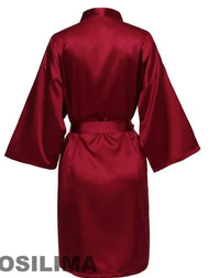 Wedding Party Team Bride Robe With Black Letters Kimono Satin Pajamas Bridesmaid Bathrobe SP2000