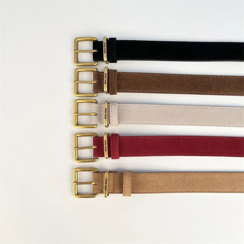 Luxury New Double Genuine Leather Belt for Women Cowhide Suede Belts with Trendy Square Alloy Buckle Ideal for Dresses and Jeans