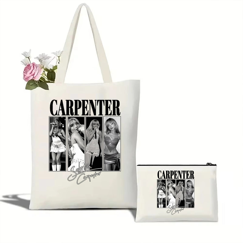 Vintage Sabrina Carpenter 2024 Tour tote bag Women's concert fashion portable shoulder bag Sabrina Carpenter fan Gift tote bag