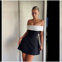 Sexy Backless Big Bow Mini Dress Women Elegant Off Shoulder Sleeveless Party Dresses 2024 Fashion Strapless Christmas Robe Lady