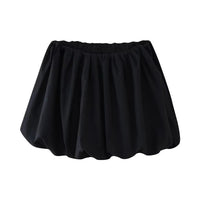 DUOPERI Women Fashion Solid Mini Balloon Skirt High Elastic Waist Female Chic Lady Casual Y2K Short Skirt