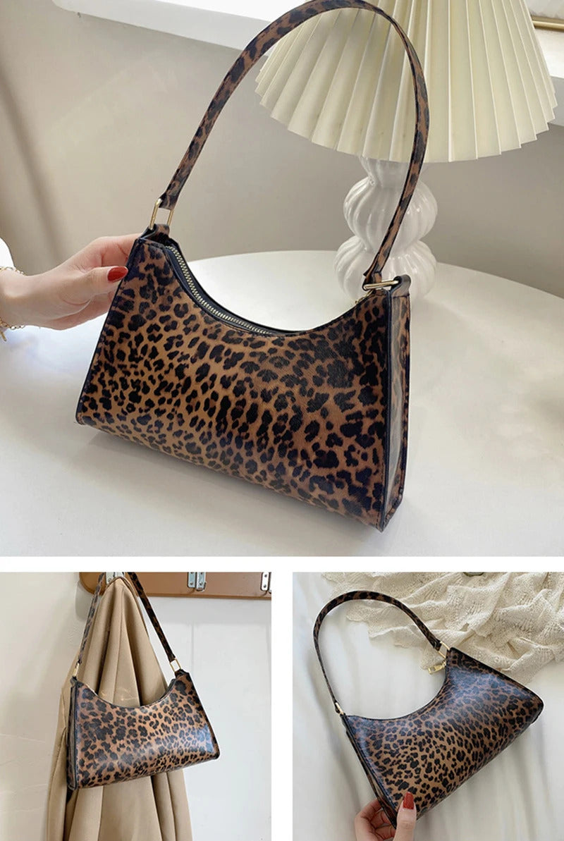 Summer New Shoulder Bags for Women High Quality Zebra Underarm Handbags PU Leather Leopard Armpit Purse Bag