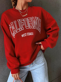 Korean Trend Woman Sweatshirts California West Coast Print Female hoodie Long Sleeves O-neck Pullovers Sporty and Rich Clothing