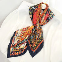 Luxury Brand Silk Satin Square Scarf Women Hijab Bandana Muslim Headscarves Shawl Wrap Ladies Headband Neckerchief Foulard 90cm