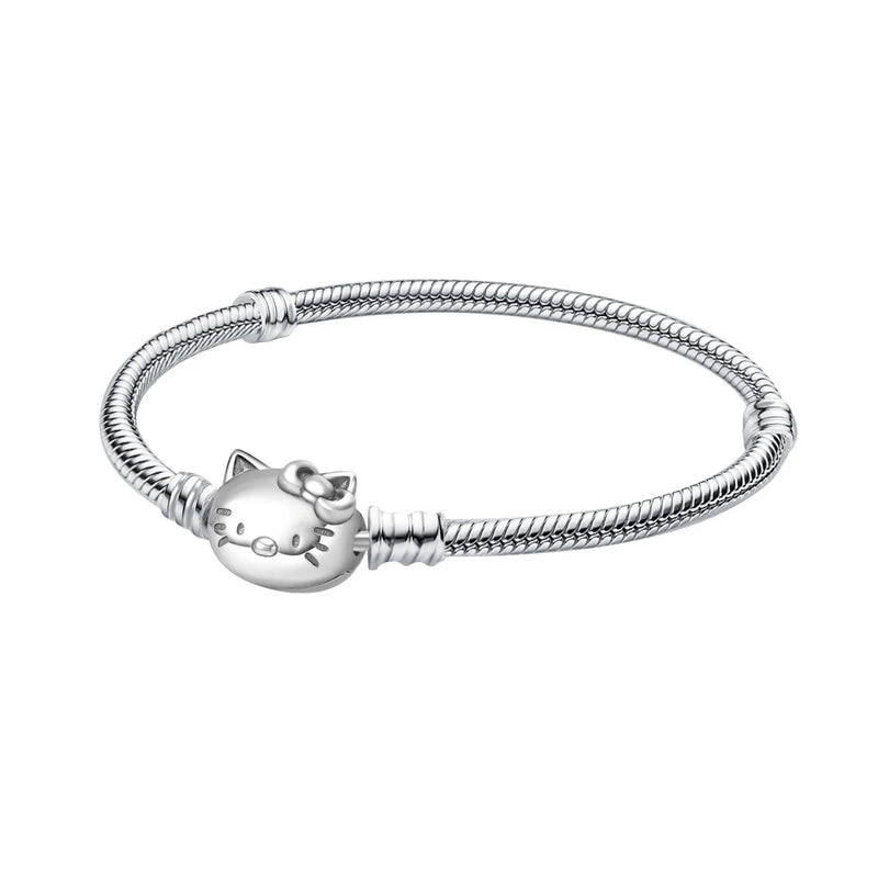 Original 925 Silver Plated Moments Bracelets Mickey Spider Hello Kitty Clasp Bead Charm Bracelet For Women DIY Jewelry