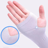 1 Pair Summer Long Ice Silk Arm Sleeves Sun UV Protection Hand Protector Cover Sunscreen Outdoor Elastic Half Finger Gloves Set