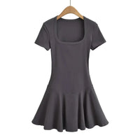 Women's Square Neck Short Sleeve Skater Dress