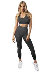 Purple Criss Cross Bra and High Waist Leggings Sports Wear