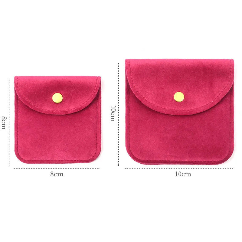 Jewellery Pouch Snap Button Soft Velvet Bag Envelope Jewelry Packaging Bag Wedding Gift Bracelet Necklace Earrings Rings Storage