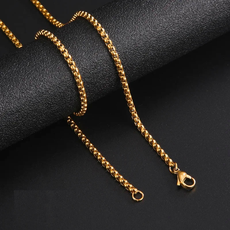 Skyrim Fashion Long Box Chain Necklace Stainless Steel Basic Punk 2-7mm Thick Chains Jewelry Gift for Men Women Wholesale