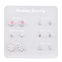 2020 NEW 12~36 Pairs Fashion Women Girls Resin Plastic Crystal Diamante Flower Stud Earrings Set Random Style Gold Color Jewelry