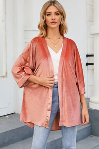 Pink Retro Velvet Wide Sleeves Cardigan