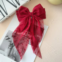 6Styles Girls Long Big Bow Float Satin Clips Back Head Hair Clip Internet Red with The Same Temperament Elegant Hair Accessories