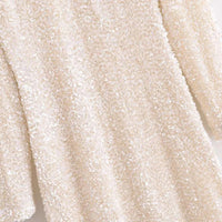 Elegant Sequined Solid Women Dresses Full Sleeve O Neck Lady Maxi Dress 2024 Fashion Sexy Party Evening Straight Female Vestidos