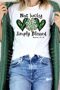 White Heart Leopard Clover Slogan Letters Graphic Tee