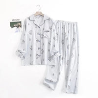 Cotton Flannel Women's Long Pants Pajamas Sets for Sleepwear Plaid Design Loose Autumn and Winter Long Sleeve Trouser Suits