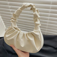 Fashion Pleated Handlebags for Women PU Cloud Bags Leisure Armpit Bag Shopping Shoulder Bags Dumpling Handbag Female Hand Bags