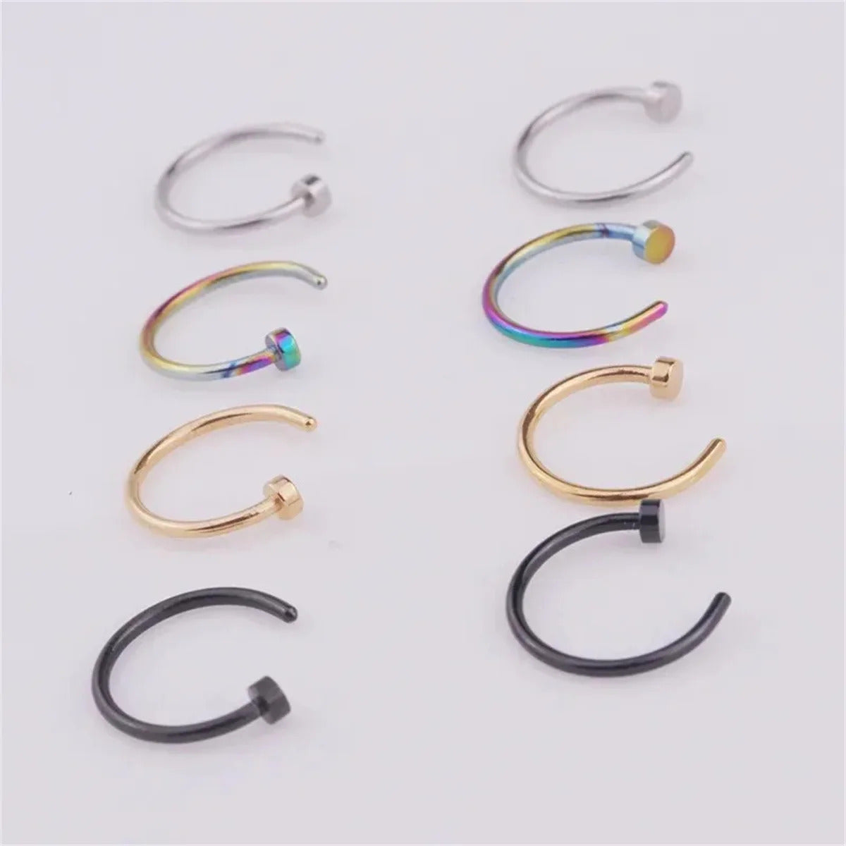 2/10pcs 20G Fake Nose Rings for Women Men,316L Stainless Steel Clip On Lip Rings Labret Ring Nose Piercing Jewelry