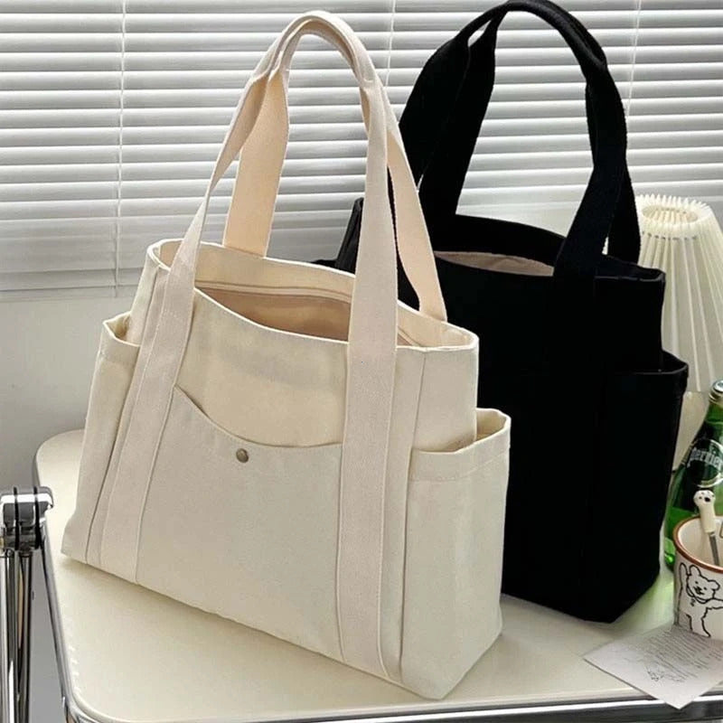 Large Capacity Canvas Tote Bags for Work Commuting Carrying Bag College Style Student Outfit Book Shoulder Bag Bolsos Para Mujer