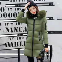 2024 Winter Women Parka Coats Long Cotton Casual Fur Hooded Jackets Thick Warm Slim-fit Jacket Female Overcoat Clothing