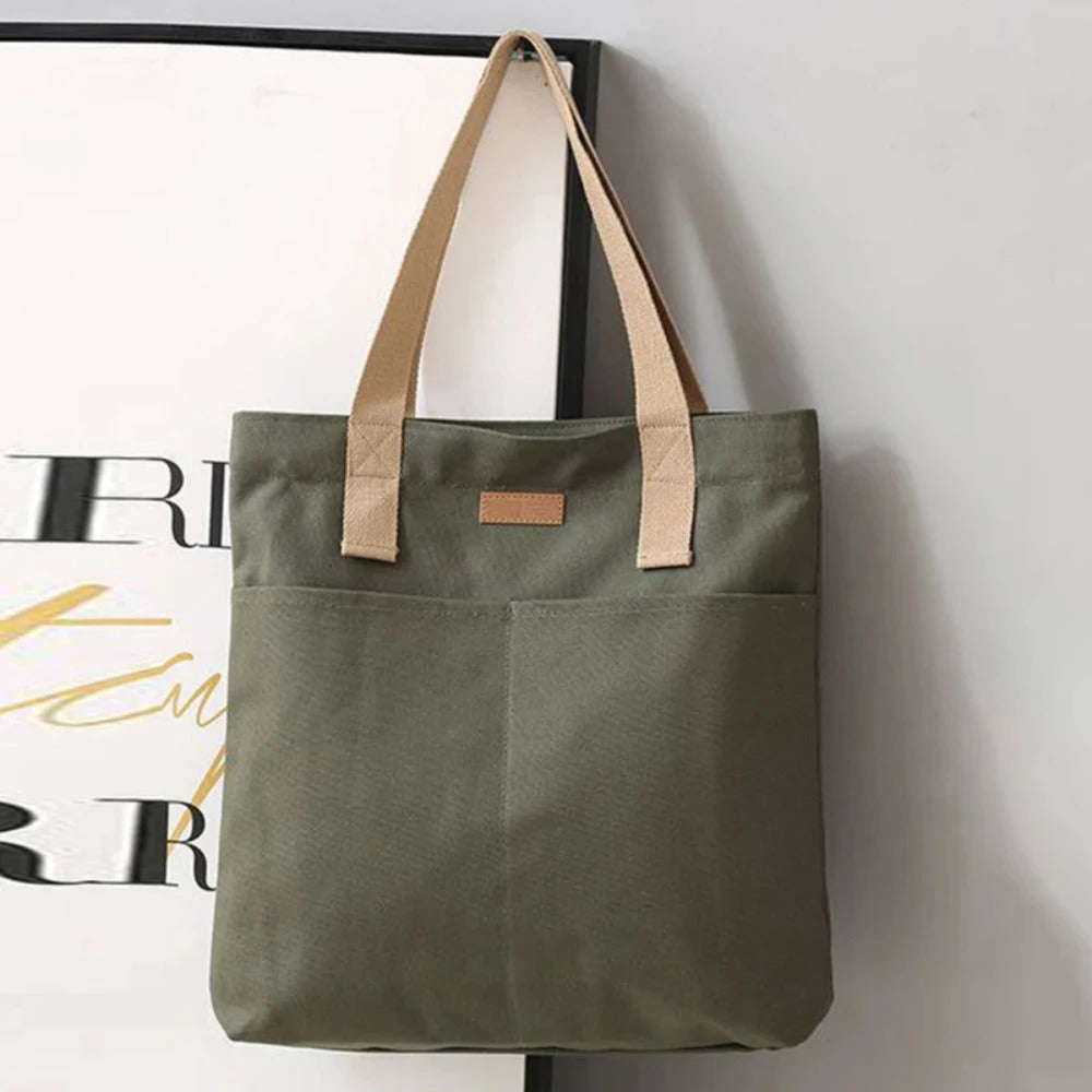 1Pc Women's Tote Bag Canvas Sewing Thread Large Capacity Advanced Sense Handbag Convenient Practical Female's Commuter Bag