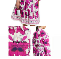 CHCH Women's Dress New Long sleeved Shirt Long Skirt Flower Print Party Dress