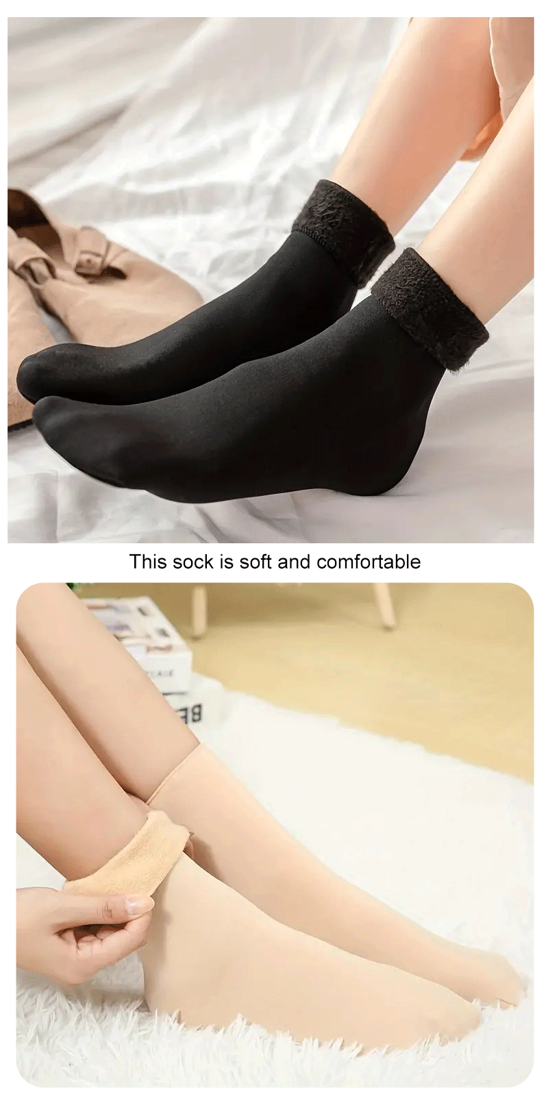 1 Pairs Women's Winter Thick Insulation Short Cashmere Socks Nylon Snow Velvet Boot Solid Color High-quality Women's Floor Socks