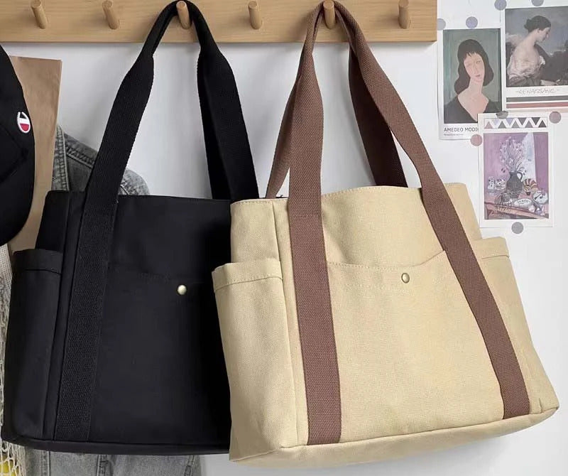 Large Capacity Canvas Tote Bags for Work Commuting Carrying Bag College Style Student Outfit Book Shoulder Bag Bolsos Para Mujer