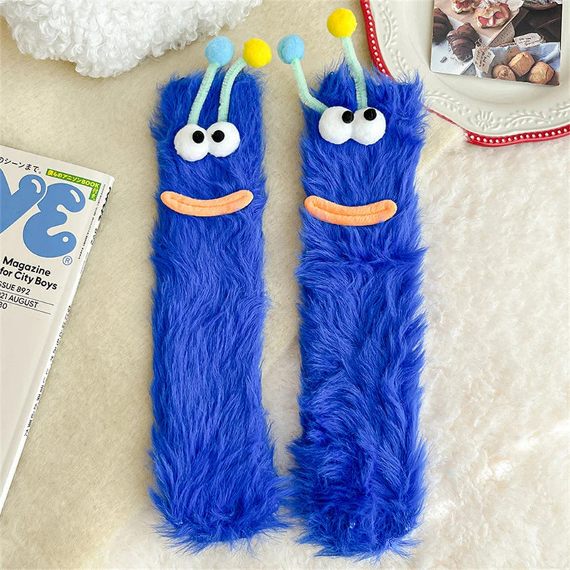 Funny Monster Socks Autumn Winter Coral Fleece Floor Socks Couple Sleep Sock Fuzzy Socks Christmas Stockings