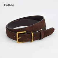 Luxury New Double Genuine Leather Belt for Women Cowhide Suede Belts with Trendy Square Alloy Buckle Ideal for Dresses and Jeans