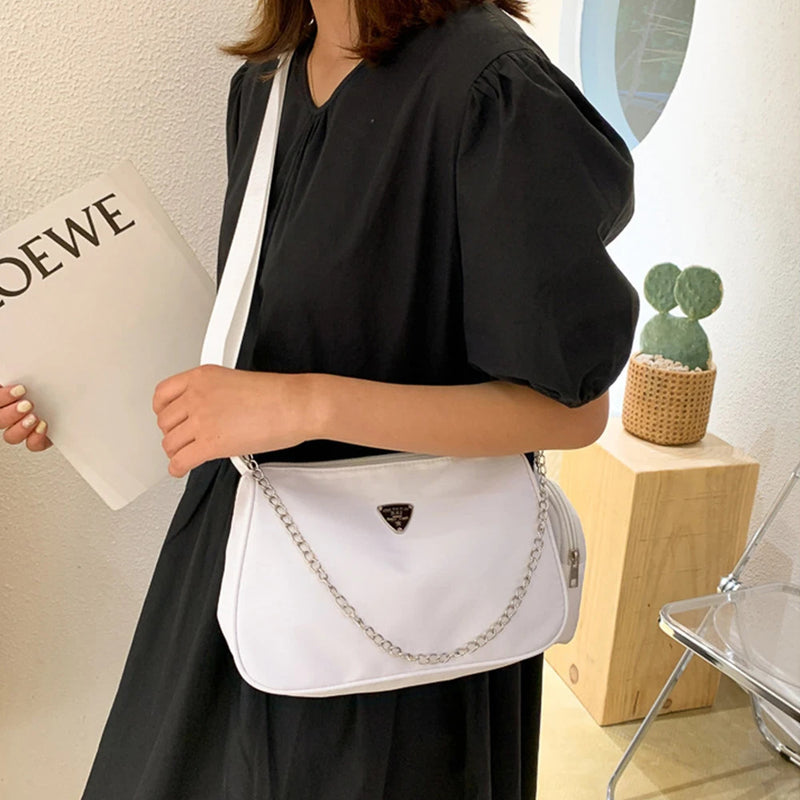 Nylon Crossbody Bag For Women Fashion Portable Casual Underarm Bag Students Cross Body Bag-mw